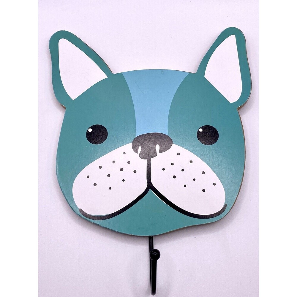 Teal White French Bulldog Dog Wall Hook Decor